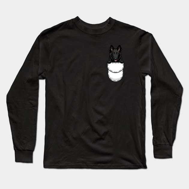 Funny Belgian Shepherd Groenendael Pocket Dog Long Sleeve T-Shirt by Pet My Dog